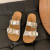 Fashion outerwear one-word summer casual flat slippers seaside vacation outerwear beach shoes versatile women's shoes