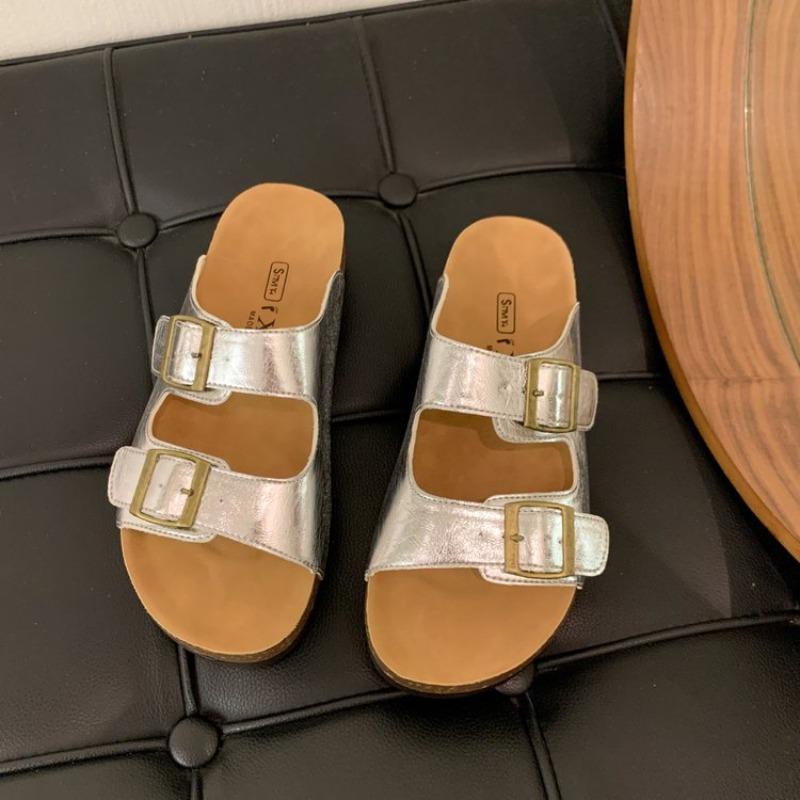 Fashion outerwear one-word summer casual flat slippers seaside vacation outerwear beach shoes versatile women's shoes
