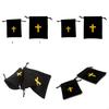10pcs Velvets Drawstring Bags Crosses Designs Velvets Pouches for Jewelry Gift X3UC
