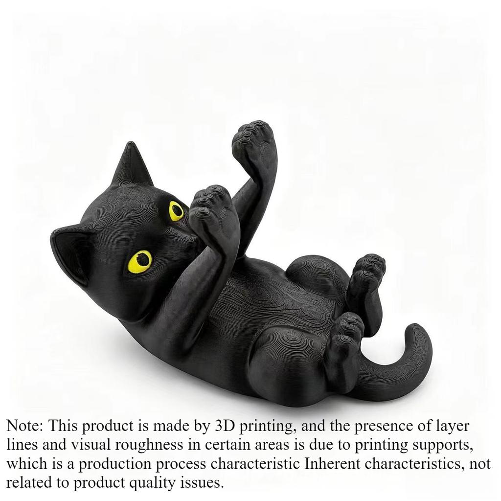 Cute Kitten‑Shaped Desktop Phone Holder 1Pc, 3D Printed Reclining Black Cat Design, Aesthetic Animal Smartphone Stand