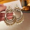 Rhinestone Tassel Water Droplet Earrings Beaded Tassel Exaggerated Tassel Earrings  Women