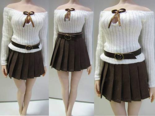 [TOYBARJAPAN] 1/6 Scale Coffee Style High School Girl Sexy Sweater, Skirt, and Belt Set for Action Figures (Body and Head Not Included)