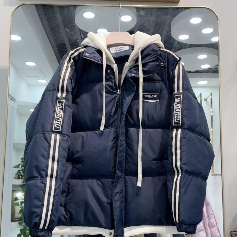 Fashion Winter Coats Woman Fake Two Pieces Parkas Casual Loose Thick Warm Lady Jackets Hooded Oversize Outerwears