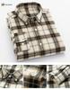 Brand Men's Pure Cotton Brushed Plaid Long Sleeve Shirt - High-End, Versatile, Casual, Thick Style for Youth