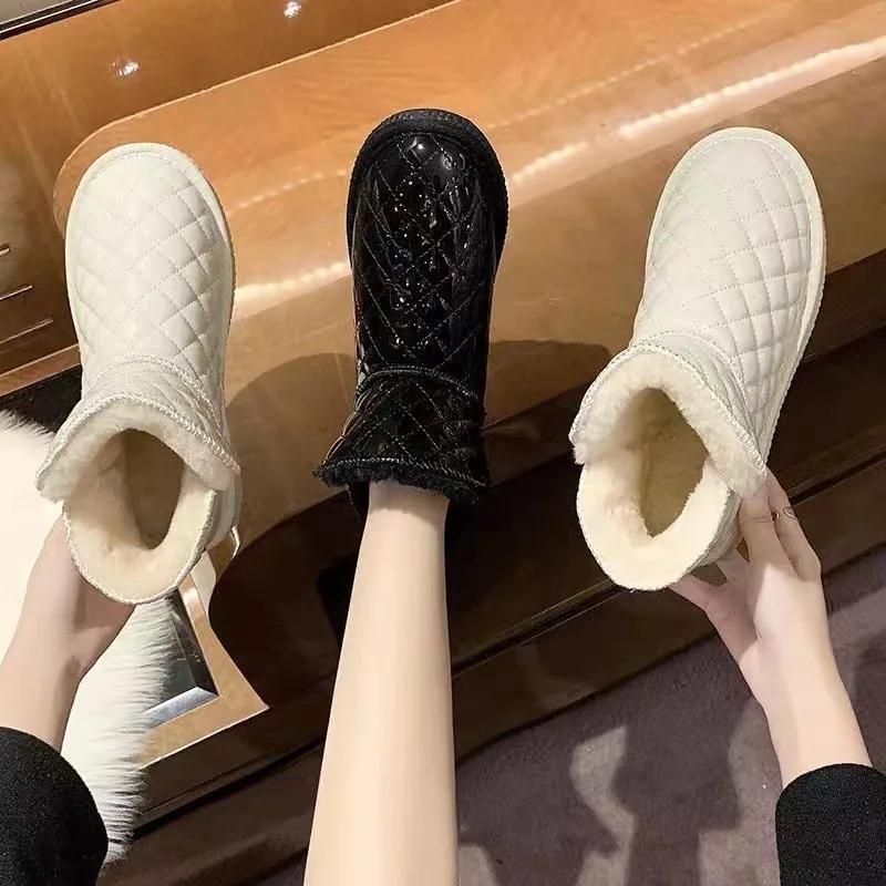 Fashion Fur One Snow Boots Women  Waterproof Warm Cotton Shoes Winter Women's Shoes Plus Fleece Thickened Short Boots Women Shoes