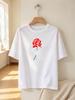 Skull Hand Rose Print Casual Soft Short Sleeve Fashion Comfortable Tops 