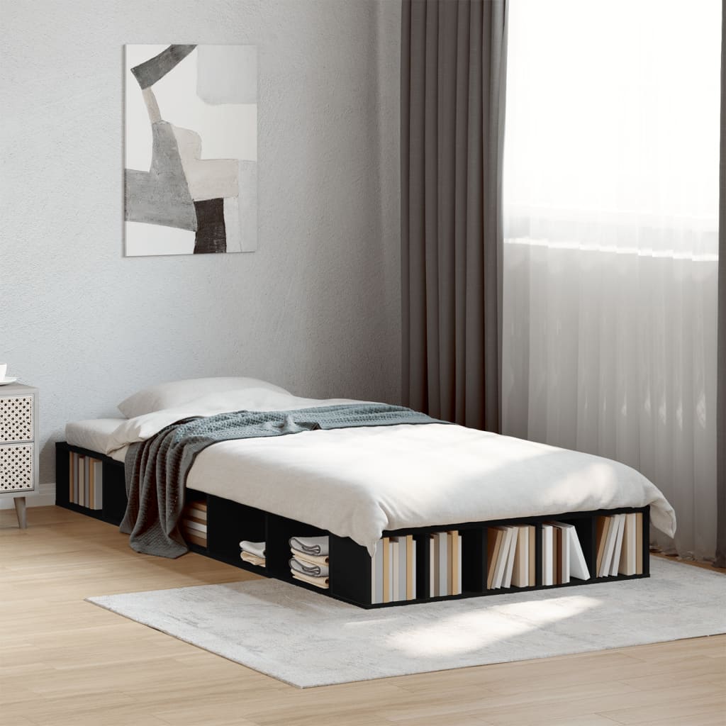 Bed Frame Black 75x190 cm Particleboard
