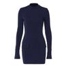 Women's Spring and Summer New Fashion Temperament Round Neck Long-sleeved Slim Thin Sexy Package Hip Dress