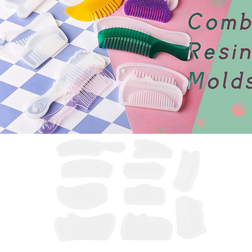 10PCS Silicone Comb Molds Transparent UV Resin Poxy Resin Molds DIY Making Tools Hand Craft