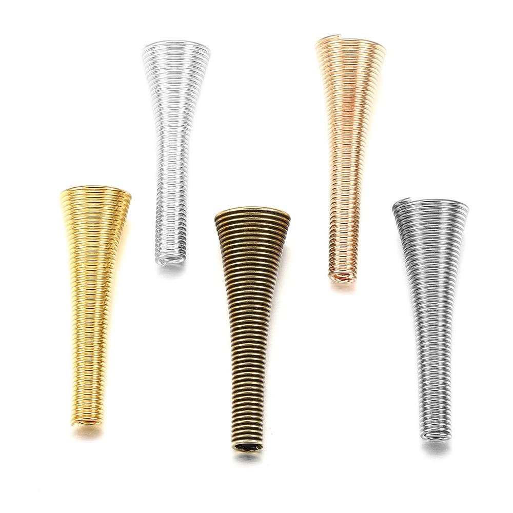 12pcs/lot Bugle Metal Cone Funnel Spring Coil Spacer Beads End Caps Connector For DIY Jewelry Makings Supplies Accessories