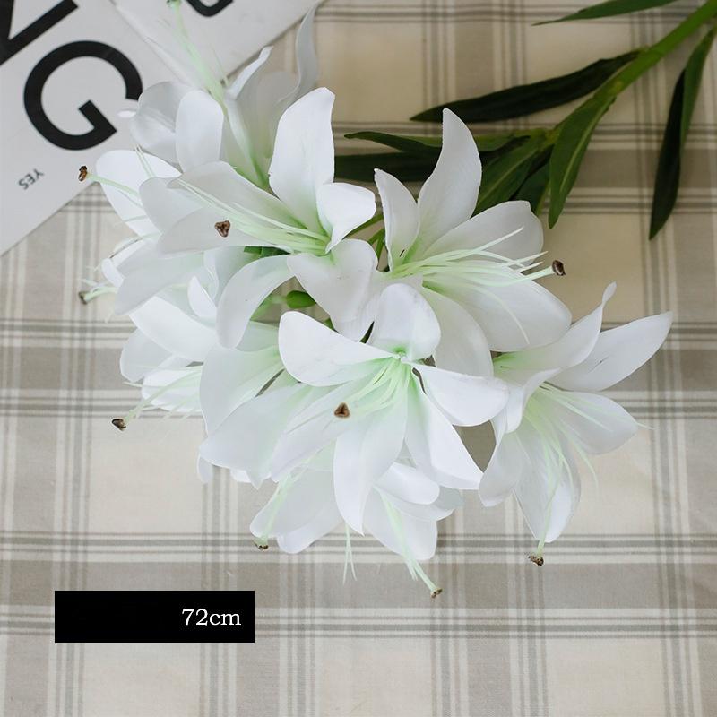72cm 1 Bouquet 10 Heads Long Branch Artificial Lily Silk Flower for Nordic Home Wedding Party Decoration Flower Arrangement