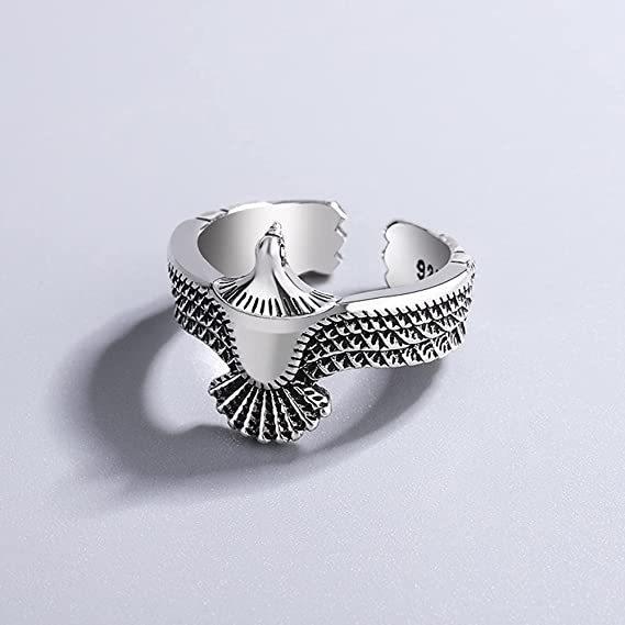 Wind Retro Old Eagle Ring Temperament Personality Thai Silver Ring Simple Fashion Ins Trendy Jewelry