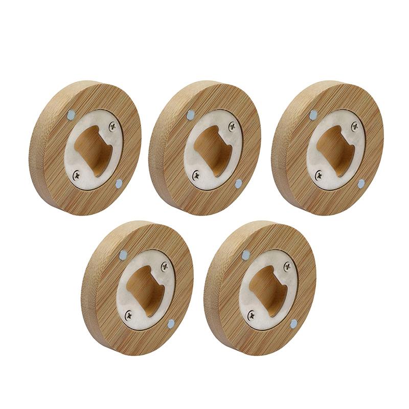 5/10PCS Round Bottle Opener Magnetic Fridge Decoration Wooden Beverage Open Tools Suitable for Beer Bottles Kitchen Supplies ZYF 6