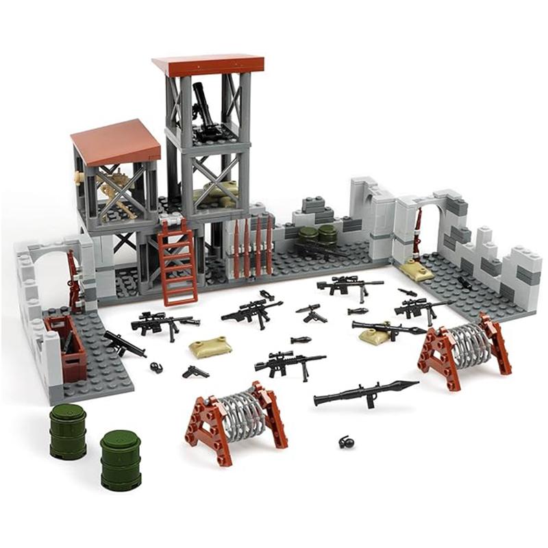WW2 Army Military Base Model Building Kits Boys Toys Military Mini Army Supplies Guns Building Blocks Sets