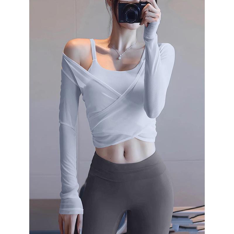 Women s Quick-Dry Long Sleeve Yoga Top with Mesh and Chest Pads S облачно-синий