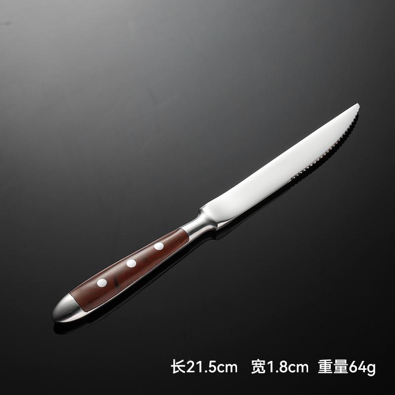 6-teiliges Edelstahl-Griff-Küchenmesser-Set Geeignet für Heimküche und Esszimmer Inklusive Steakmesser, Gabeln und Löffel