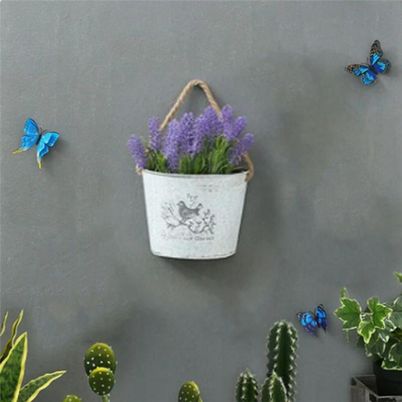 Good-Wall Hanging Planter Plant Pot Flower Basket Garden Succulent Container Metal Iron Flower Holder Home Balcony Decoration