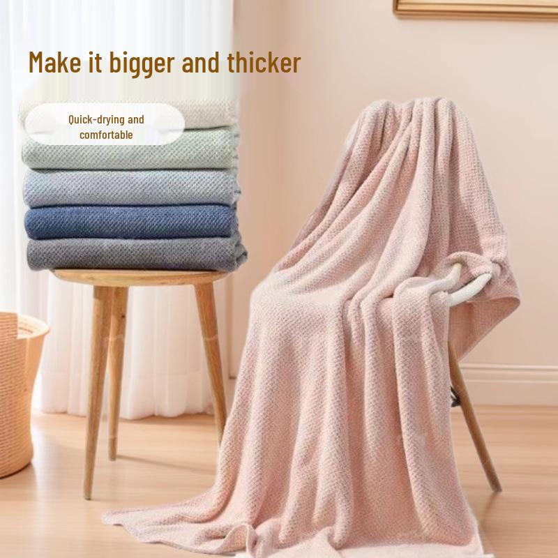 Coral Fleece Plaid Adult Beach & Bath Towel - Thick, Absorbent, Large