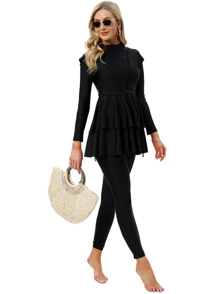 2022 Women's Conservative Muslim Swimsuit with Chest Pad