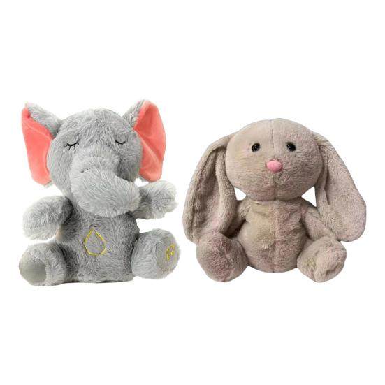 Yousheng Breathing Stuffed Animal with Music & Light Sensory Soothing Plush Toy for Sleep Interactive Elephant Rabbit Toy for Kids Baby Soother