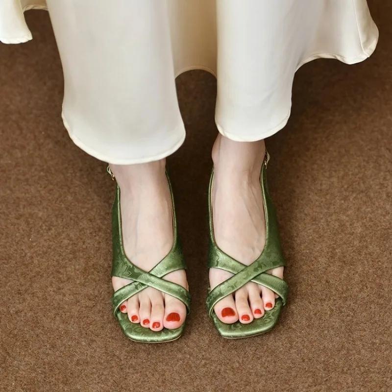 Fashion 2025 Hot Sale Ladies Shoes Buckle Strap Women's Sandals Fashion Open Toe New Dress Sandals Women Comfortable Heeled Sandals