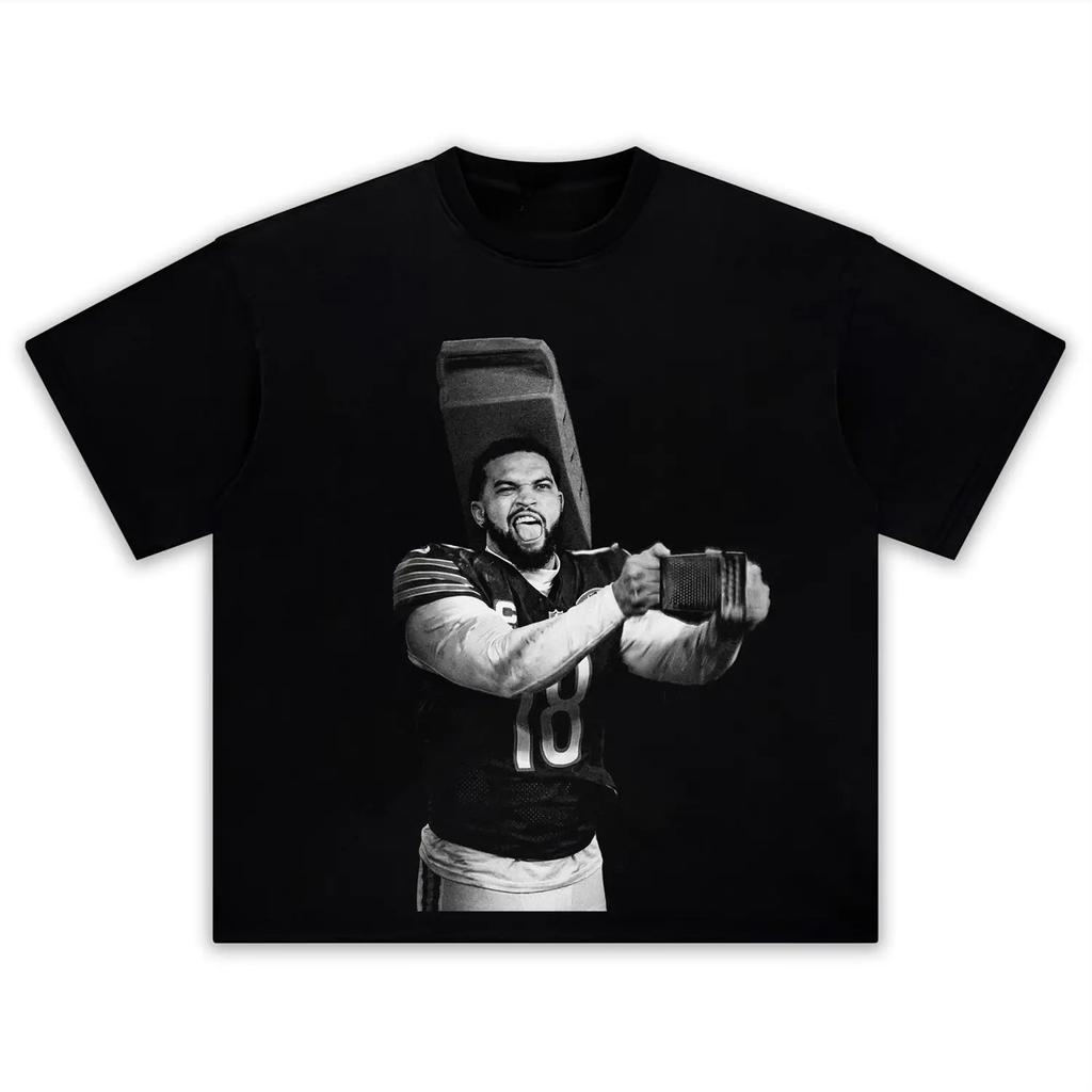 Caleb Williams 100cotton Unisexs shirt American football fan Commemorative shirt Summer oversized Womens Short Sleeve Tshirt