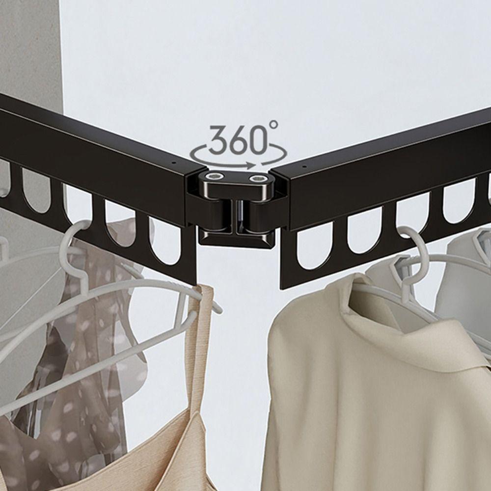 Practical Stainless Steel Folding Drying Rack Rust-proof Stable Wall Mount Clothes Hanger Space Saving Telescopic Hanger Balcony