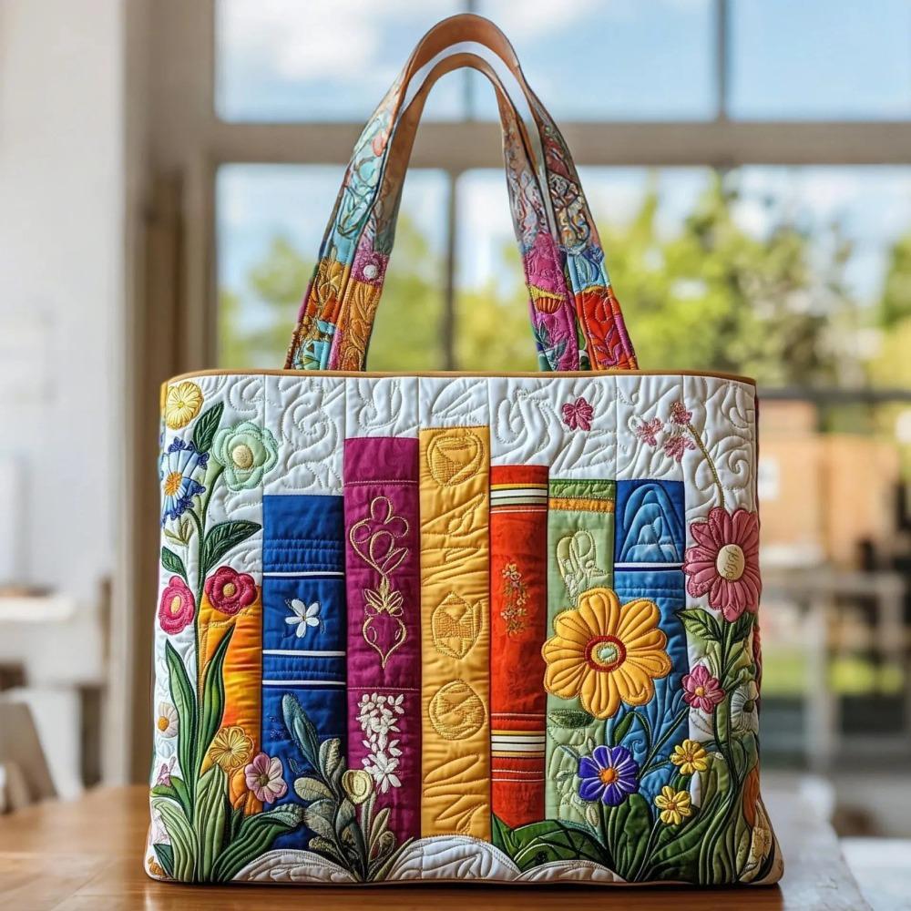 

Vintage Women Quilted Tote Bag Lightweight 3D Printed Patterns Canvas Shoulder Bag Large Capacity Cotton Shopping Bag Lady Girl