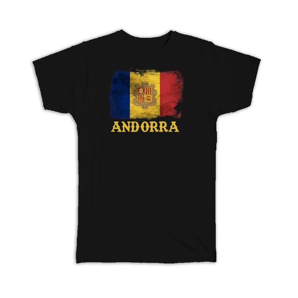 Gift T-Shirt : Andorra Andorran Flag Distressed Patriotic Vintage Souvenir 2XL