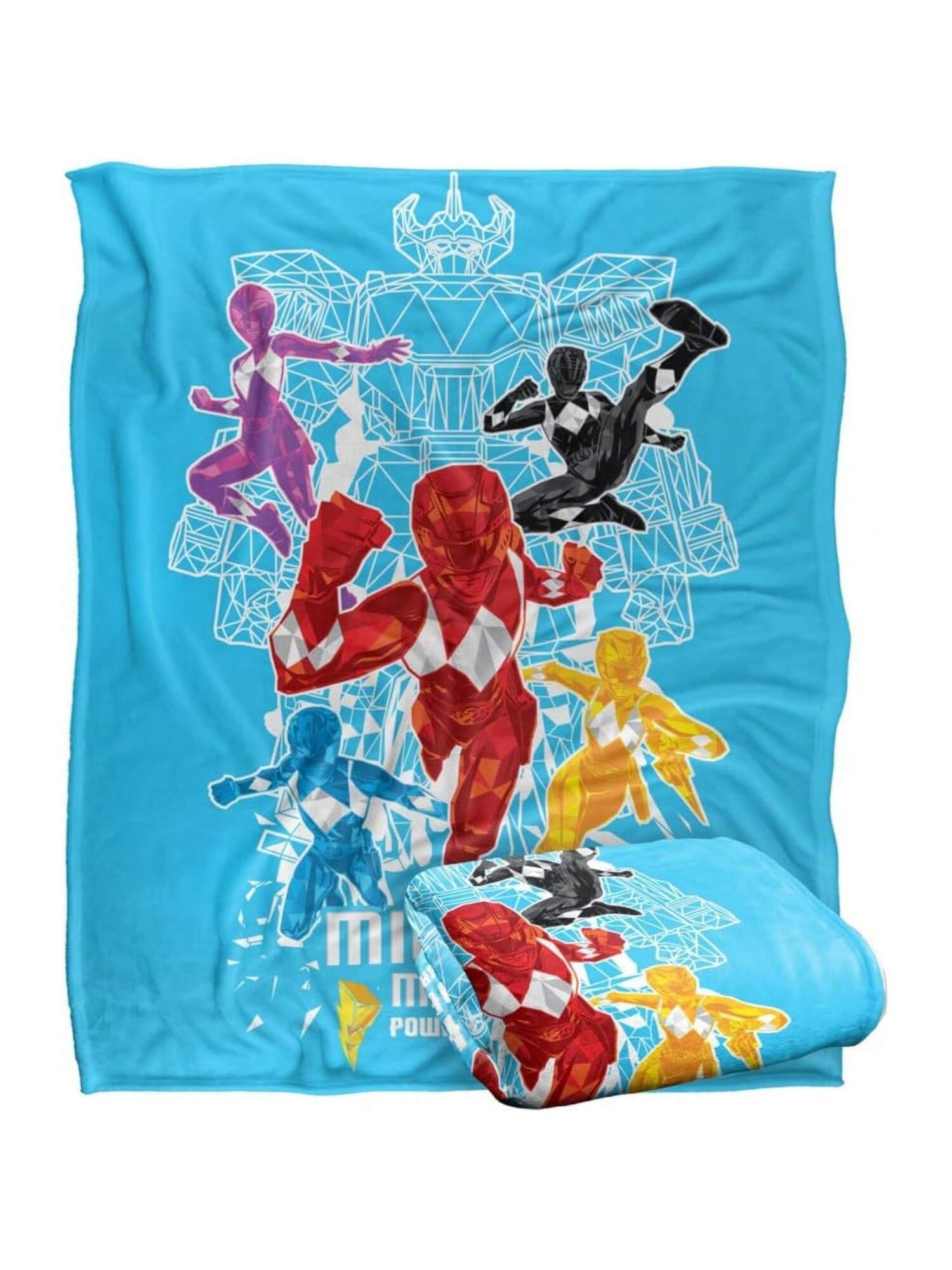 Плед Power Rangers, 50x60 Polygon Blast, Шелковистый на ощупь, Мягкий плед 75X95CM серый