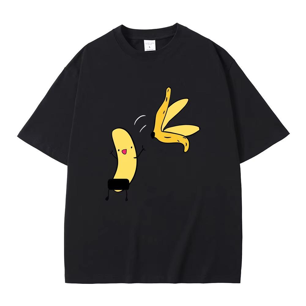Banana Naked Funny Meme T Shirt Men Women Casual Cartoon Humor T-shirt Male Cotton Vintage Oversized Short Sleeve Print T-shirts