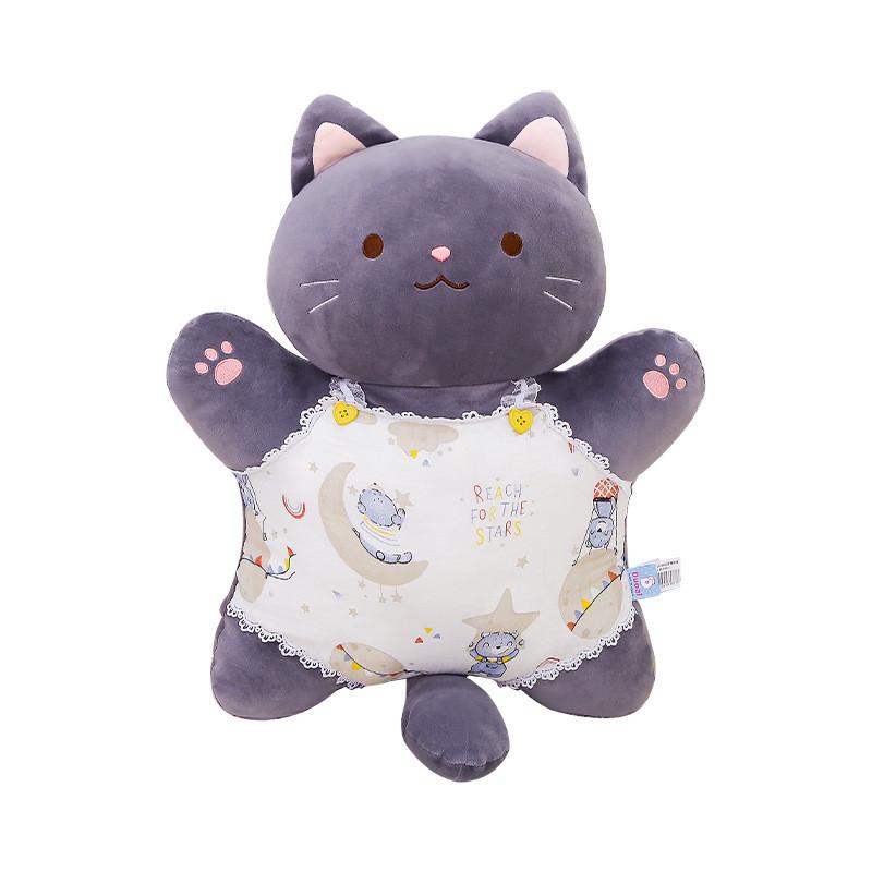 Gray Cat Plush Pillow With Pp Cotton Filling For Kids And Teens Gift