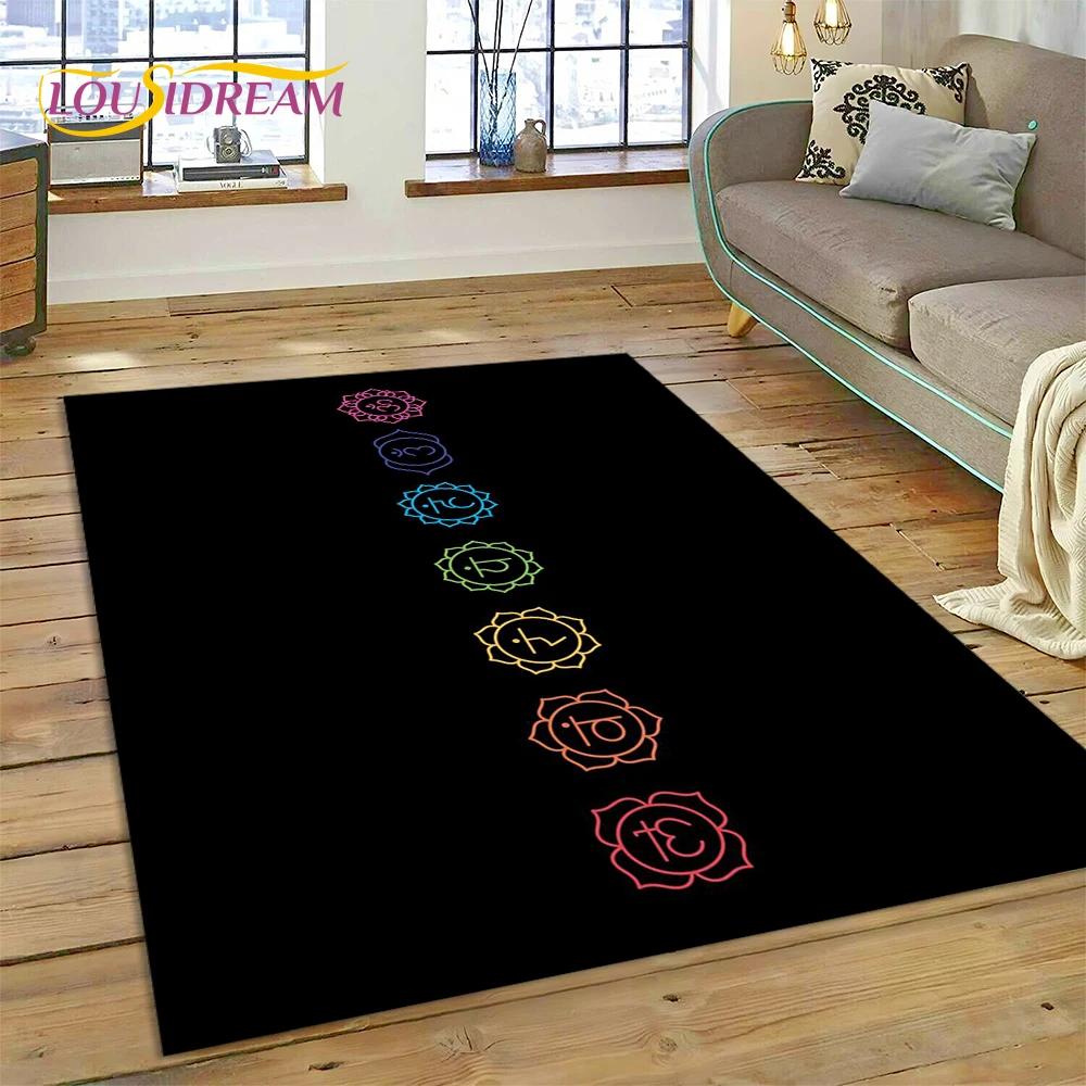 3D Yoga Zen Naturalize Meditation Rainbow 7 Chakra Area Rug,Carpet for Living Room Bedroom Sofa Doormat Decor,Non-slip Floor Mat