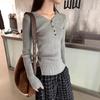 High-end Gray Neck Knitted Sweater Women's Autumn Slim-fitting and Thin Inner Bottoming Shirt Fashion Design Top Tide