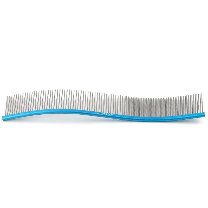 Peigne de toilettage pour animaux de compagnie en forme de S pour chiens avec dents à double densité Conception incurvée Options de manche en acier inoxydable