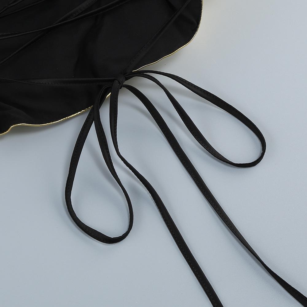 European-American One-Shoulder Black Leather Two-Piece Dress with Slit - Sexy Lace-Up Backless Evening Gown