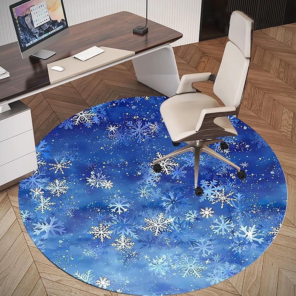 1pc Snowflake Winter Round Chair mat Area Rug - Non-Slip, Floor Mat for Office, Bedroom, and Indoor Decor c1125633