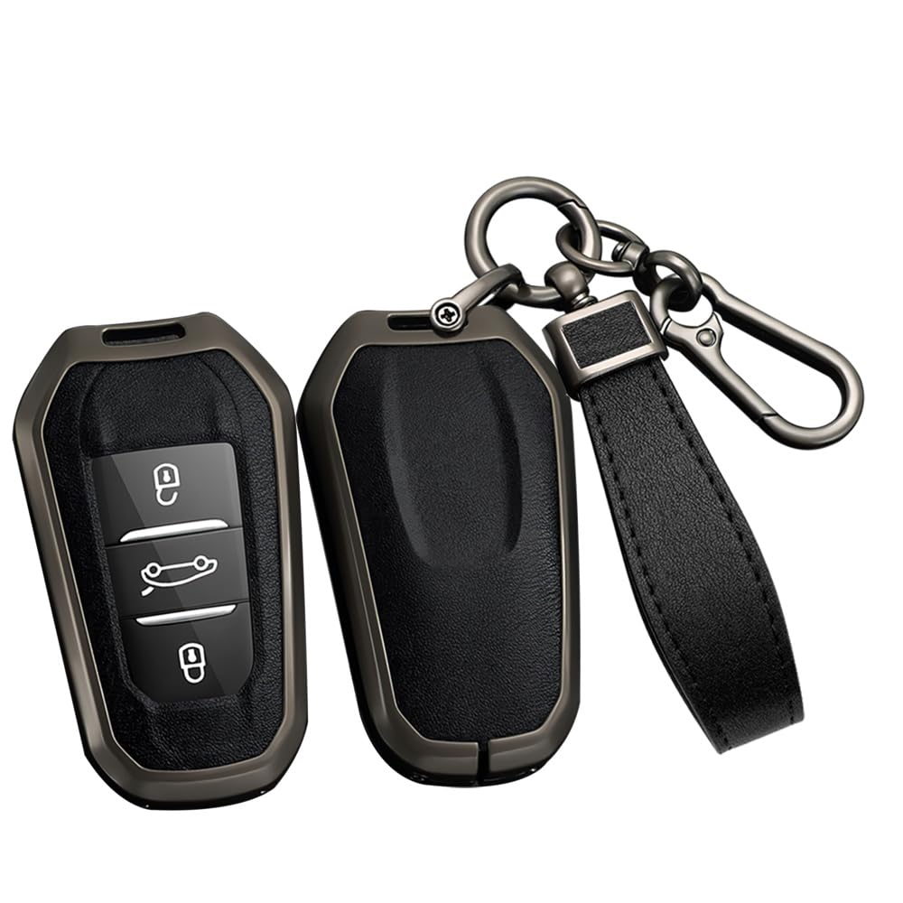 

[ontto] Peugeot Exclusive Key Holder, Alloy + PVC Leather, Key Cover, For Citroen 208, M чёрный