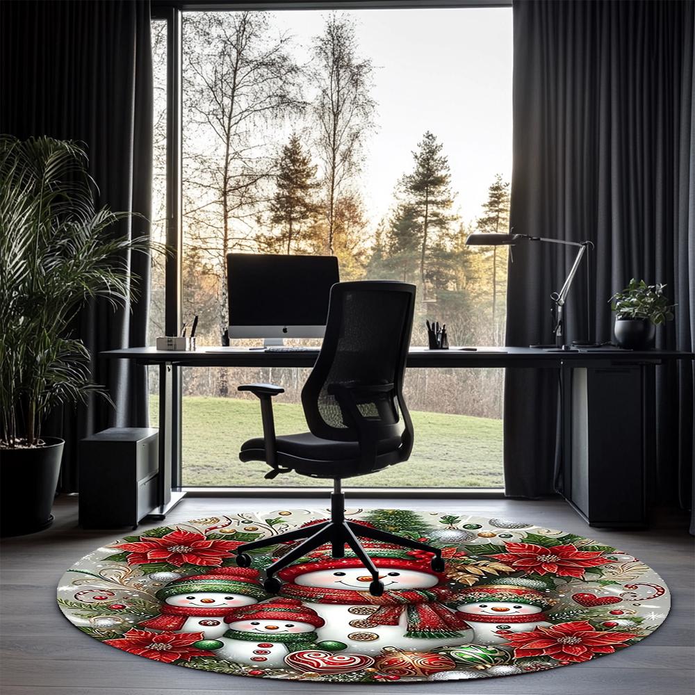 Christmas Printed Round Rug Carpet Chair Rug Area Rug Entryway Doormats,for Office Chair Living Room Bedroom Kitchen Room.