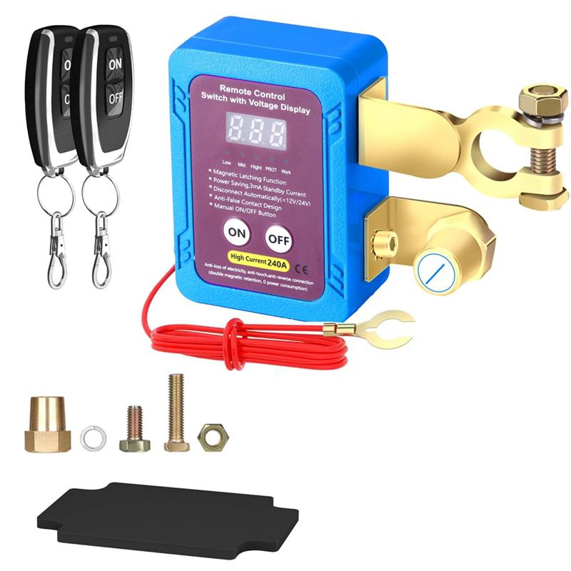 M63K-Remote Battery Disconnect Switch 12V 240A With Led Voltage Display,Automatic Power Shut Off Switch For Auto Car Truck