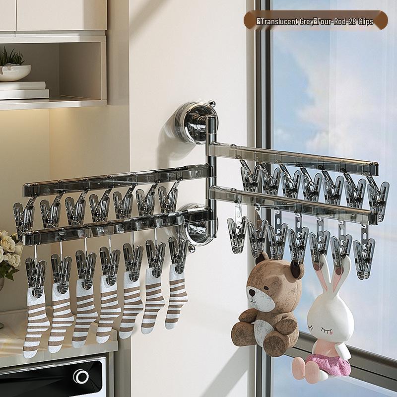 Saugfuß Socken Trockenständer: Mehrfach-Clip Faltbügel für Unterwäsche und Kleidung