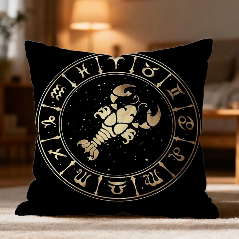 TTwelve Constellations Cushion Cover Soft Washable Pillow Case Multi-Scene for Couch Bed Travel Office Use