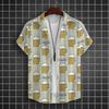 Men's Summer Short Sleeve Hawaiian Shirt Beach Holiday Print Shirt Top 100% Polyester Men's Beer Print Short Sleeve Shirt