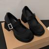 Fashion Elegant Chunky Heel Mary Jane Shoes Women 2025 Crystal Buckle Strap Platform Pumps Woman Thick High Heeled Party Shoes Ladies
