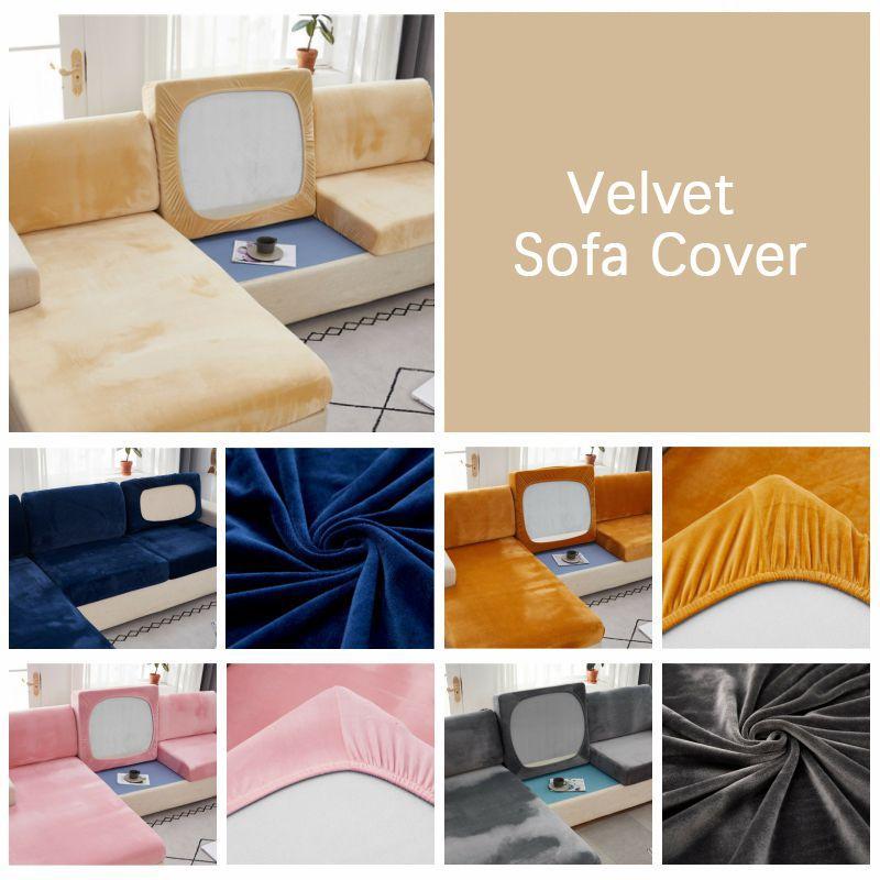 Stretch Velvet Sofa Cushion Cover Elegant Home Decor Velvet Seat Slipcover