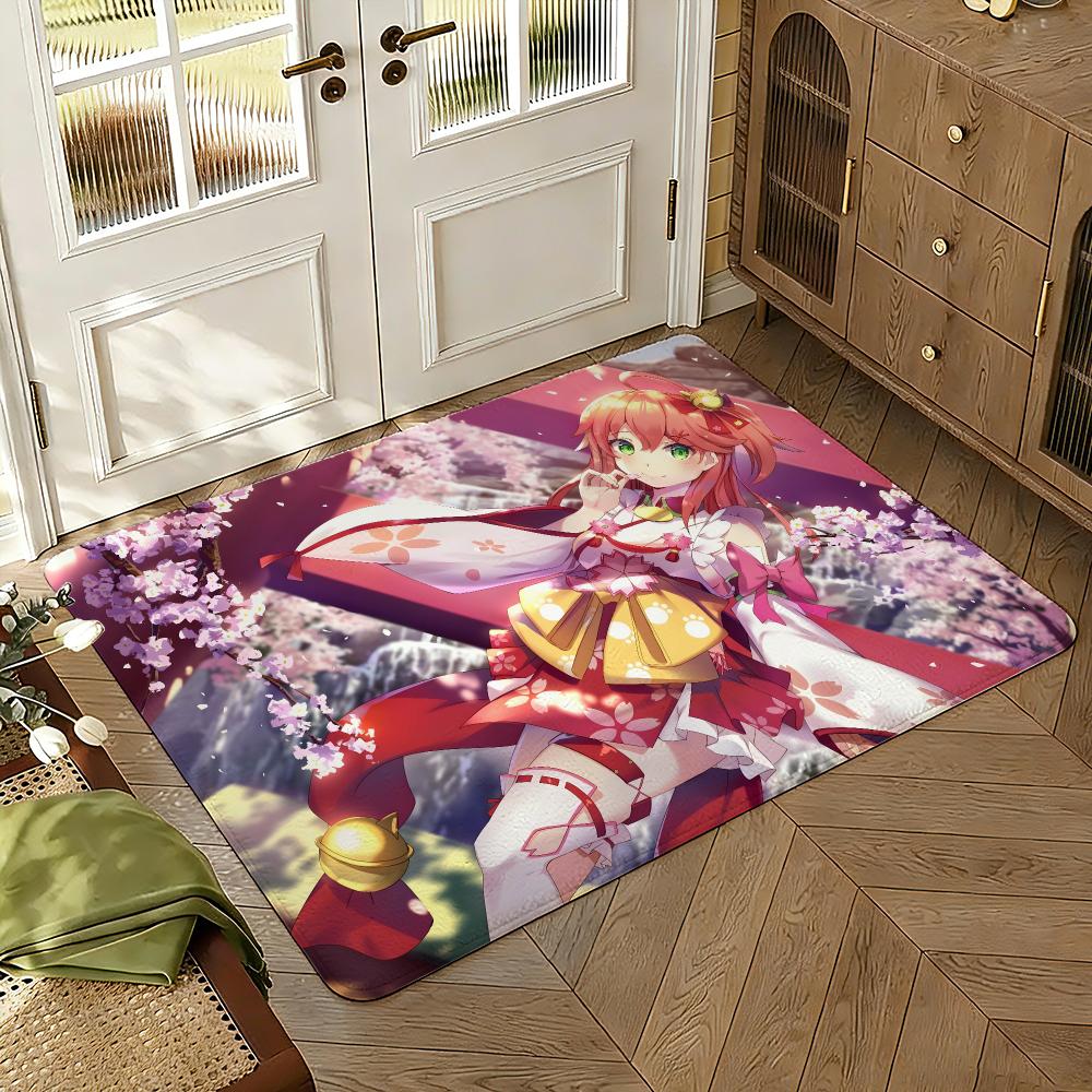 Classic Anime S-Sakura Miko Girl Floor Mat Soft Thickened Absorbent Non-Slip Bedroom Living Room Door Mat Home Flannel Rugs