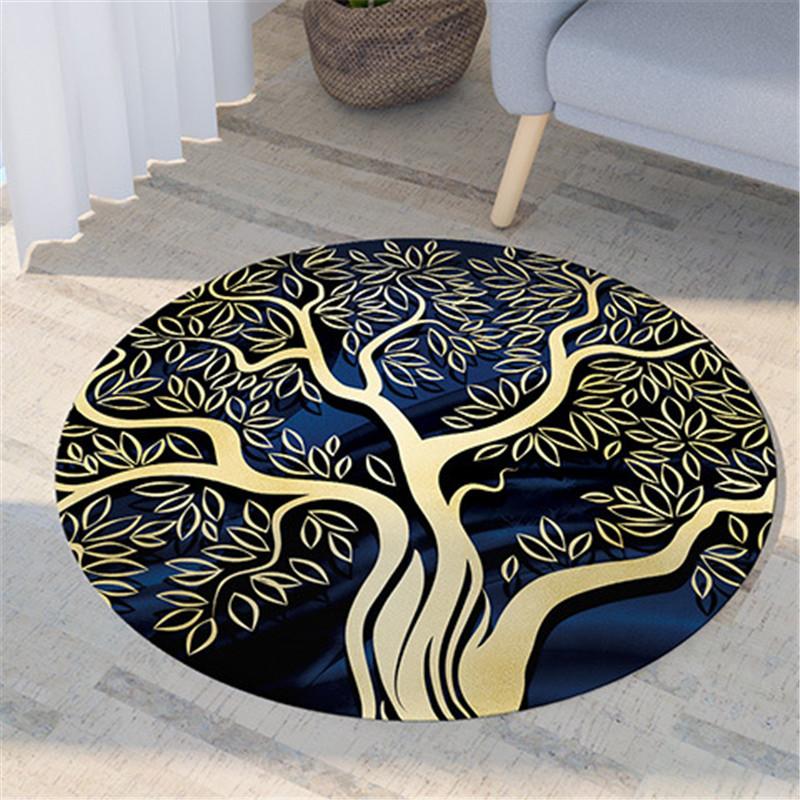 Nordic Flora and Fauna Geometric Printing Pattern Circular Carpet Home Living Room Sofa Bedroom Floor Decoration Carpet