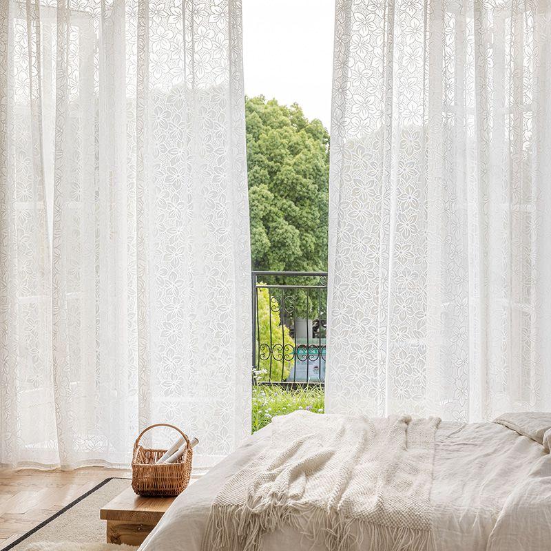 Embossed Jacquard Curtain Window Screen Living Room Bedroom Balcony Blackout White Yarn Light Luxury Modern