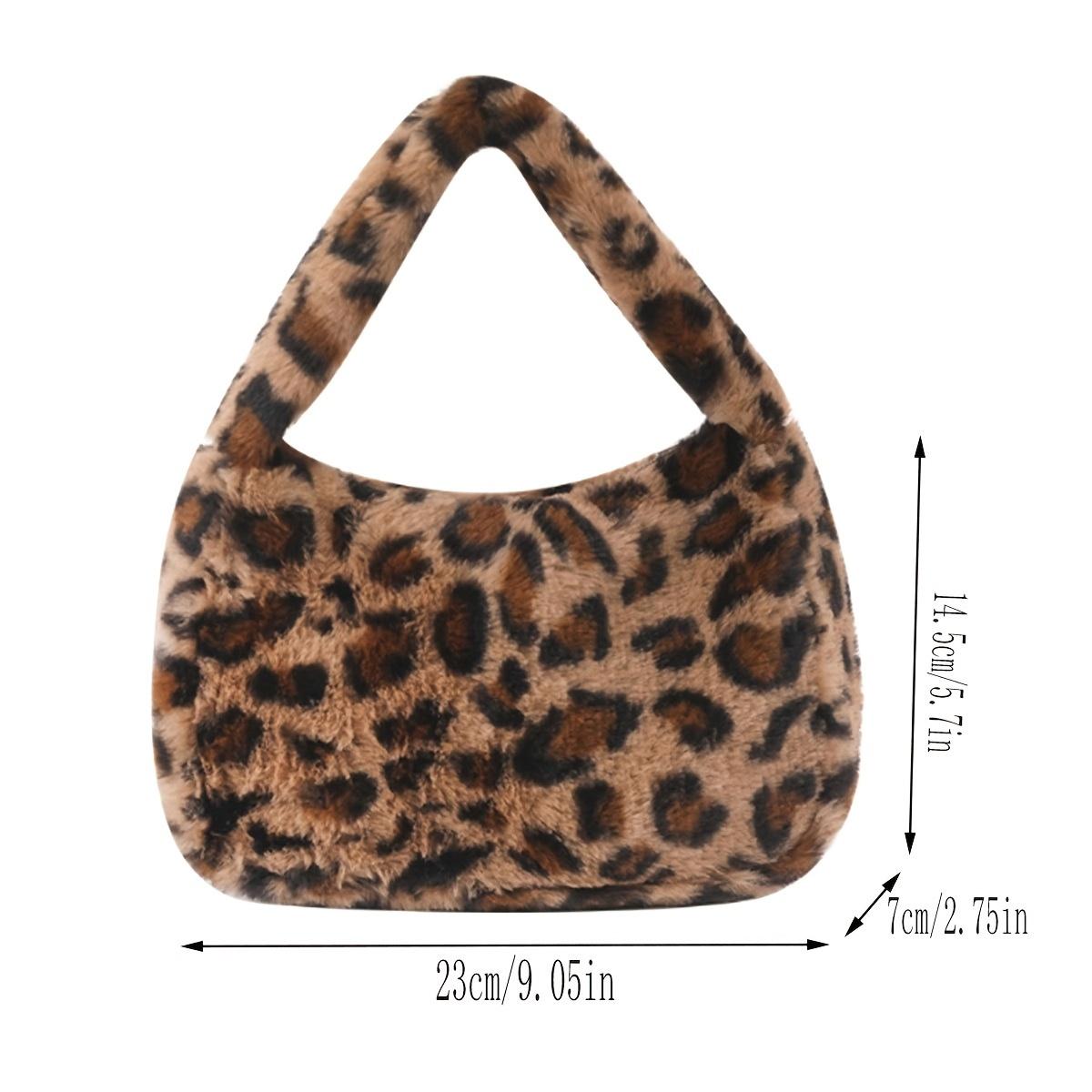 

Small cute lady underarm shoulder bag fashi hand bill shoulder bag Foreign Spice leopard print Instagram plush bag a pack коричневый