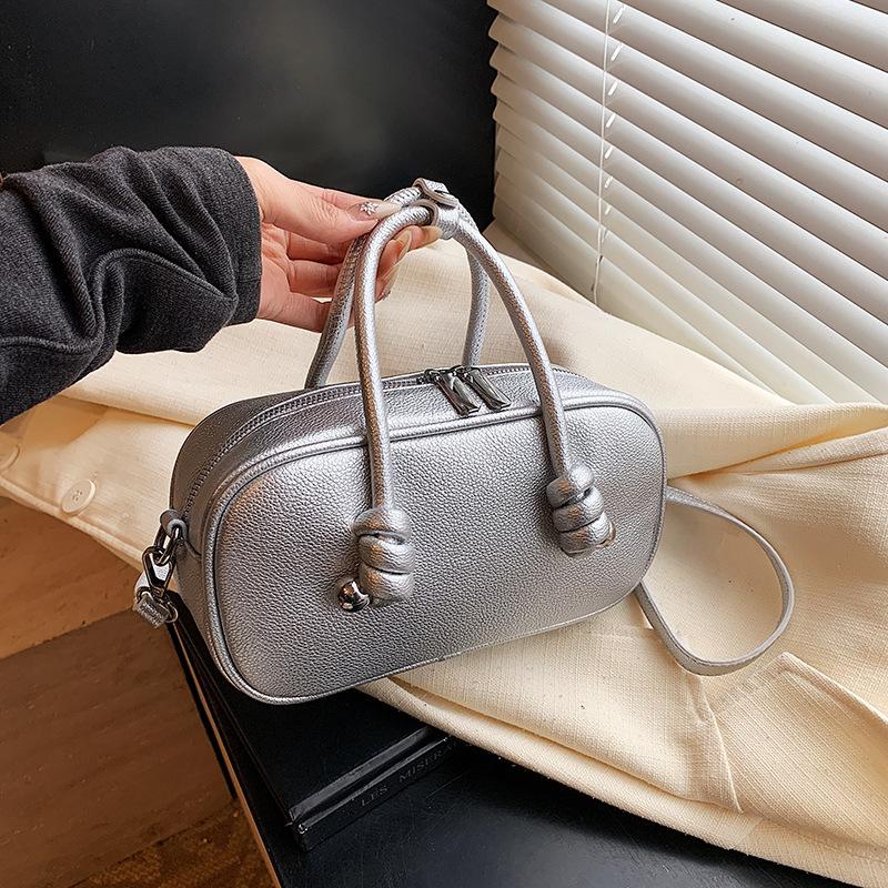 Korean Version Portable Bowling Bag Women's 2025 New Simple Small Square Bag Versatile Commuter Bag Single Shoulder Messenger Women's Bag